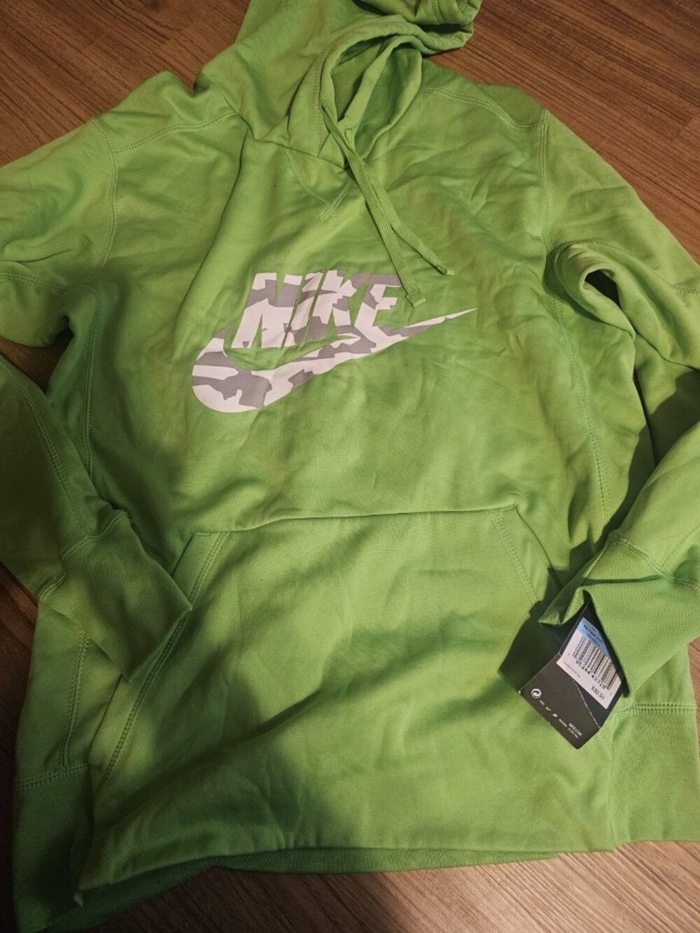 Nike Therma Fit Hoodie Pullover Sweatshirt Green White Gray Logo Mens Sz Medium